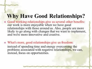 Benefits of Good Working Relationships