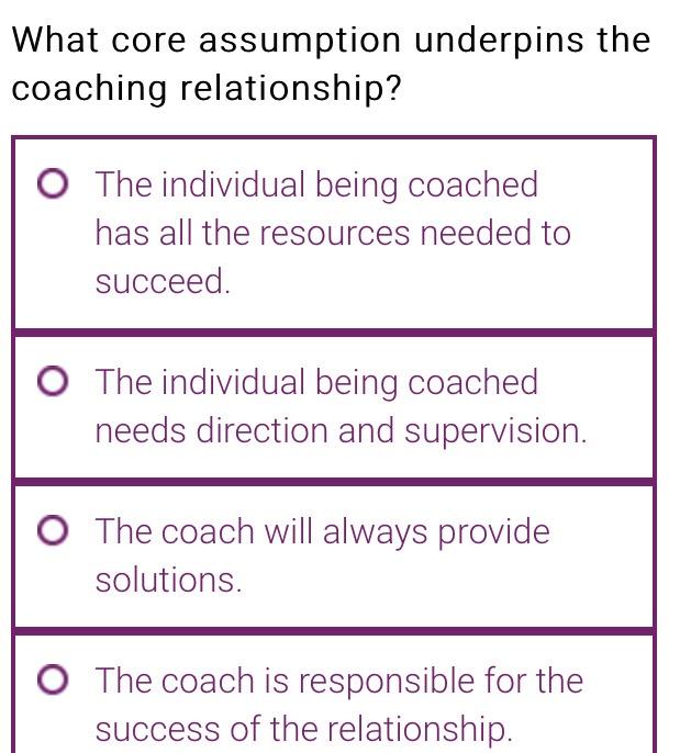 What Core Assumption Underpins the Coaching Relationship 12238
