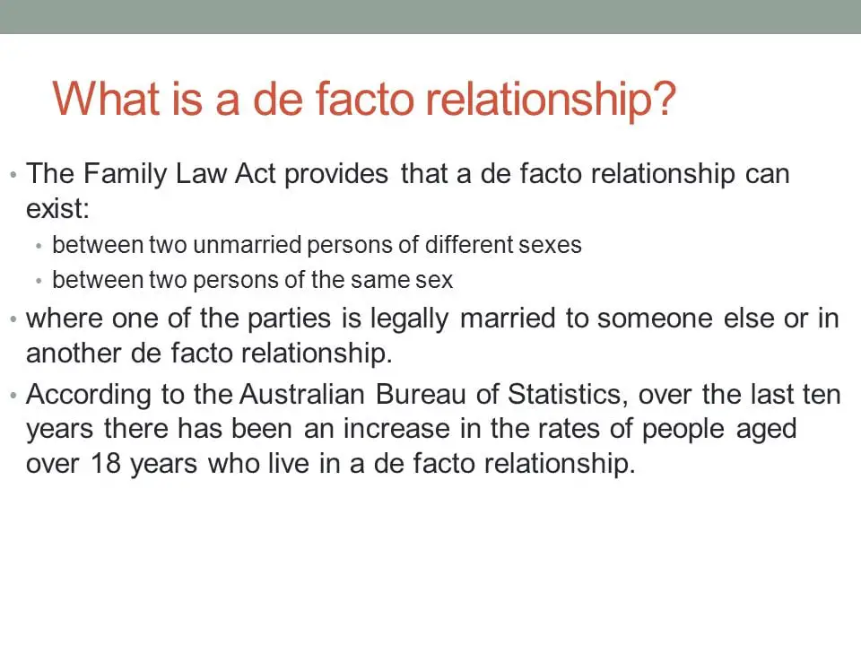 What is De Facto Relationship Mean 9859
