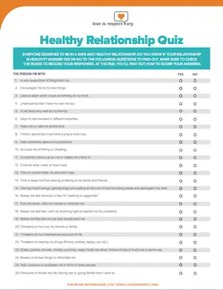 Love is Respect Healthy Relationships Quiz 10796