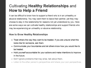 What Makes a Healthy Relationship Article