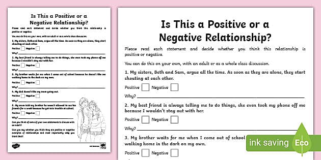 What is a Healthy Relationship Worksheet 10666