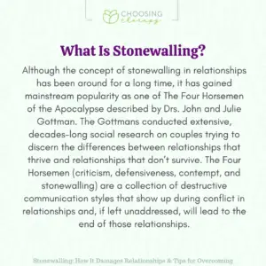 What is Stonewalling in a Relationship