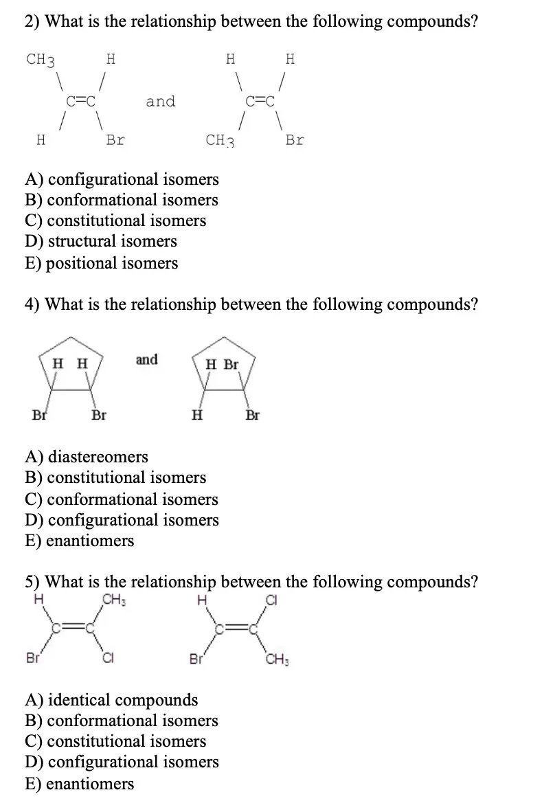 what-is-the-relationship-between-the-following-compounds