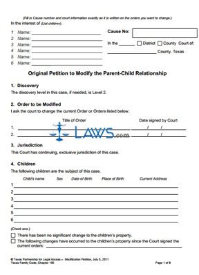 What Does Petition to Modify Parent Child Relationship Mean