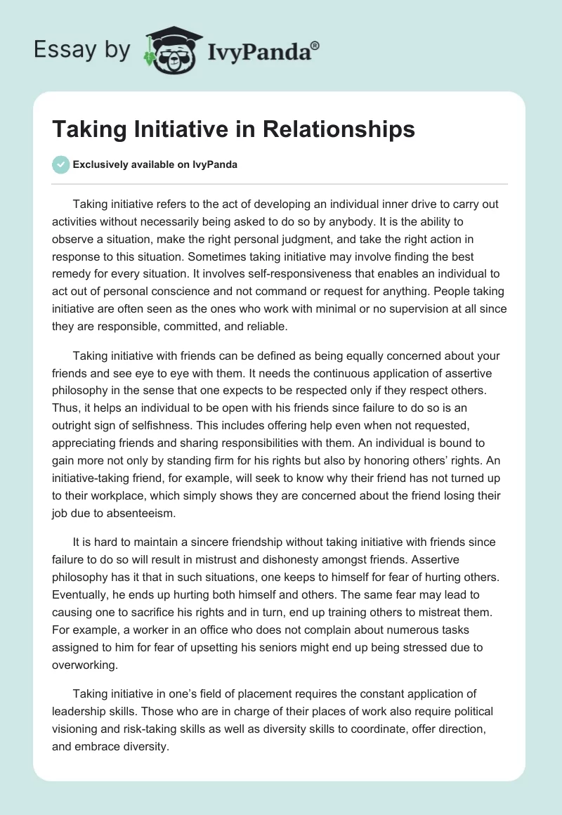 What Does It Mean to Take Initiative in a Relationship