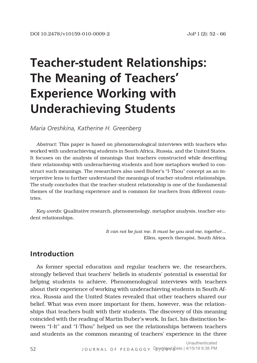 What is Student And Teacher Relationship Meaning